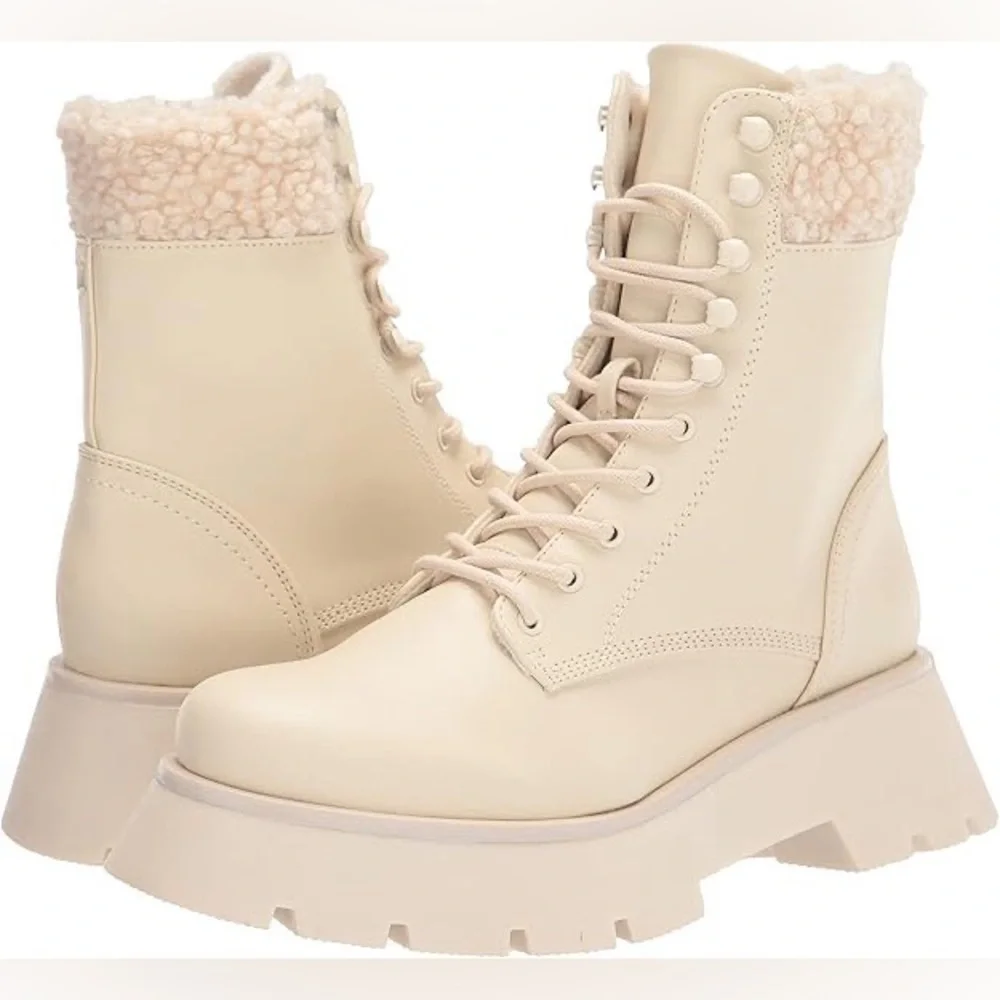 Circus by Sam Edelman Off-White Larsa Ivory Combat Lace-Up Boots New w Box - Picture 10 of 15